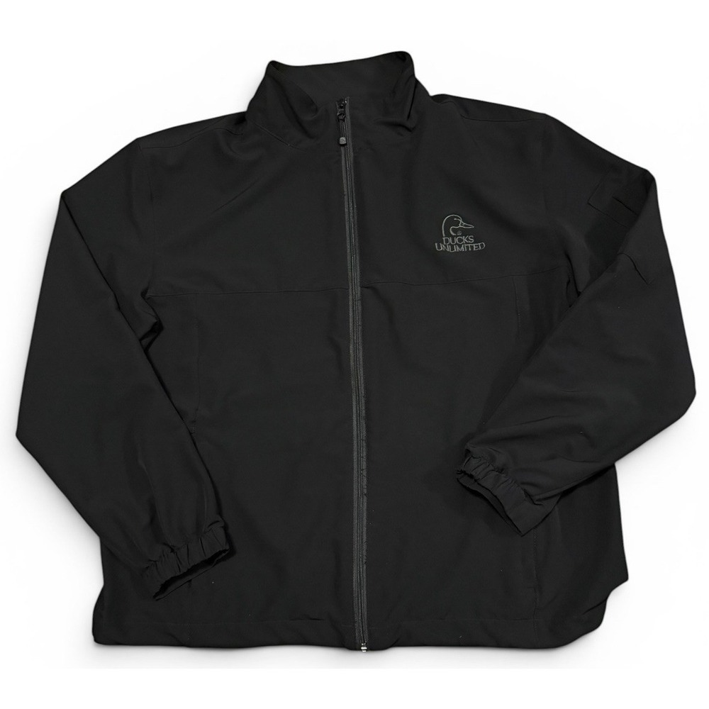 Ducks Unlimited Windbreaker Jacket XL Black Full Zip Lightweight Coat